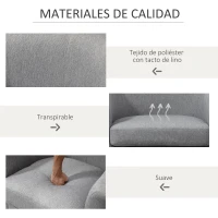 HOMCOM Butaca de Salón Tapizada en Lino Sintético Sillón Relax Moderno con Reposabrazos Respaldo Acolchados y Cojín Grueso para Dormitorio 75x72x74 cm Gris(m-5)