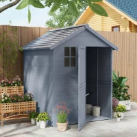 Outsunny 6 x 6.5ft Wooden Garden Shed, with Floor - Grey(m-2)