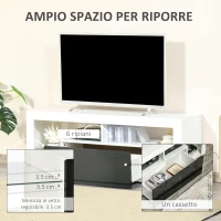 HOMCOM Mobile Porta TV con Luci a LED di 20 Colori e Telecomando per TV fino 55", 140x35x52 cm, Bianco(m-5)