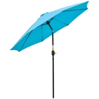 Outsunny 2.6M Patio Parasol Blue Tilt Canopy with Crank