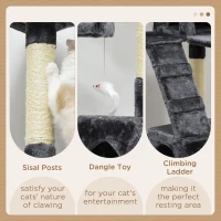 PawHut 173cm Cat Tree Scratching House, Activity Play Centre, Charcoal Grey(m-5)