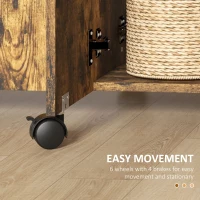 HOMCOM Multi-Storage Six-Person Drop Leaf Dining Table -  Rustic Brown(m-7)