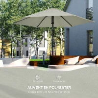 Outsunny Parasol de jardin inclinable à poussée manuelle avec aération en métal polyester haute densité 180g/m² gris clair(m-6)