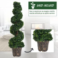 Outsunny Piante Finte da Interno di Bosso a Spirale 120cm, Pianta Artificiale da Interno ed Esterni con Vaso Incluso, Pianta Finta per Decorazione Casa, Ufficio, Soggiorno, Giardino, Verde(m-5)
