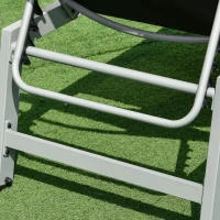 Outsunny Lettino Sdraio Prendisole in Alluminio e Texteline | Schienale Regolabile, Nero e Grigio, 2 Ruote | 169 x 65 x 102cm(m-9)