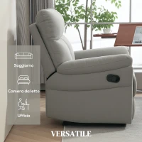HOMCOM Poltrona Reclinabile 140° con Poggiapiedi, in Microfibra, Schiuma e Metallo, 84x91x102 cm, Grigio(m-7)