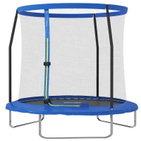SPORTNOW 8ft Trampoline with Safety Enclosure Net, Steel Frame Outdoor Trampoline, with Edge, Safety Cover(m-11)