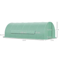 Outsunny Serra per Orto a Tunnel con Porta e 8 Finestre, Serra da Giardino in PE e Metallo Zincato, per Coltivazaione Piante, 600x300x200cm(m-3)