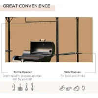 Outsunny Metal Smoking Gazebo Marquee Garden Patio BBQ Tent Grill Canopy Awning Shelter - Coffee(m-5)