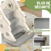 AIYAPLAY 3 en 1 Toboggan pour enfants avec panier de basket et escalade, toboggan intérieur pour enfants pliable, de 2 à 5 ans(m-7)