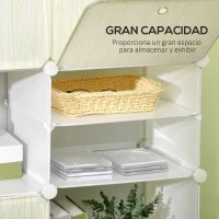 HOMCOM Armario Modular de Plástico Armario Portátil con 12 Cubos Organizador de Zapatos 125x32x125 cm Blanco(m-5)