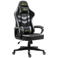 Vinsetto Gaming Chair, Computer Desk Chair with Lumbar Support, Faux Leather Racing Chair with Headrest and Swivel Wheels for Home Office, Black Grey(m-11)