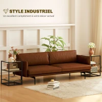 HOMCOM Tables d'appoint lot de 2 tables de chevet à 3 niveaux avec plateau en verre trempé 37 x 40 x 55,5 cm marron rustique(m-4)