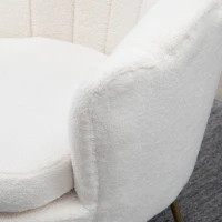 HOMCOM Fauteuil Coquillage Fauteuil Design dim. 79L x 77l x 77H cm Pieds dorés effilés Molleton Polaire Blanc(m-8)