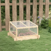 Outsunny 2-In-1 Wooden Greenhouse Planter Box - Natural(m-10)
