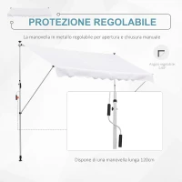 Outsunny Tenda da Sole a Bracci 3x1.5m con Manovella e Struttura Telescopica, Bianco(m-4)