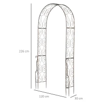 Outsunny Arche de Jardin Arche à rosiers Style Fer forgé dim. 120L x 30l x 226H cm métal époxy Noir Vieilli cuivré(m-3)