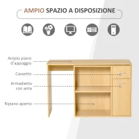 HOMCOM Scrivania Moderna per Computer Girevole con 2 Ripiani e 2 Cassetti, Tavolo da Pranzo in Truciolato, 117x82x74 cm, color Rovere e Legno(m-6)