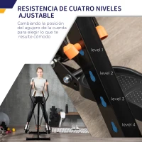 HOMCOM Bicicleta Elíptica con Pantalla LCD Resistencia Ajustable Sensor de Frecuencia Cardíaca y Ruedas 90x62x150 cm Negro(m-5)