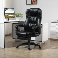 Vinsetto Sedia da Ufficio ad Altezza Regolabile con 6 Punti Massaggianti, in Finta Pelle, 68.5x68.5x113-121 cm, Nera(m-2)