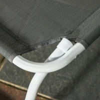 Outsunny Bain de Soleil Pliable - transat inclinable 4 Positions - Chaise Longue Grand Confort avec accoudoirs - métal époxy textilène - dim. 186L x 66l x 80H cm - Gris foncé(m-8)