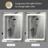 kleankin LED Illuminated Bathroom Mirror Cabinet with LED Lights, Wall-mounted Storage Organizer with Shelves, Touch Switch For Makeup Cosmetic(m-6)