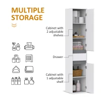 HOMCOM Particle Board Tall Slimline Shelf Cabinet w/ Drawer White(m-6)