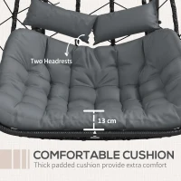 Outsunny Two-Seater Steel Frame Hanging Egg Chair - Black(m-6)