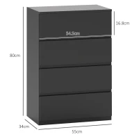 HOMCOM Chest of Drawers, 4-Drawer Storage Cabinets, Modern Dresser, Storage Drawer Unit for Bedroom(m-3)