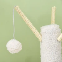 PawHut Arbre à chat griffoir sisal naturel tunnel plateforme style cosy chic quenouille peluche polyester 56 x 40 x 91cm beige(m-8)