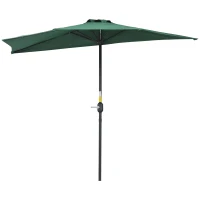 Outsunny 2.7m Garden Half Parasol, Outdoor Balcony Umbrella with 5 Steel Ribs, Patio Sun Shade, Green(m-12)