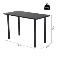 HOMCOM Table à Manger Style Contemporain 4 Personnes dim. 120L x 60l x 76H cm en Bois et pieds en Acier Inoxydable Noir(m-3)