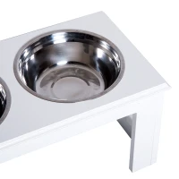 PawHut Raised Dog Feeding Bowls with Stand, Stainless Steel for Medium Dog, 58L x 31W x 25H cm - White(m-9)