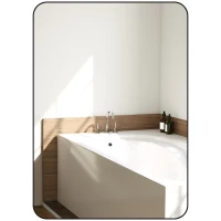 HOMCOM Miroir murale miroir salle de bain rectangulaire avec cadre en alliage d'aluminium noir pour chambre, salon 50 x 70 cm(m-1)