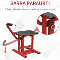 HOMCOM Cavalletto Solleva Moto Altezza Regolabile in Acciaio 28 x 34 x 30-40cm, Rosso(m-7)