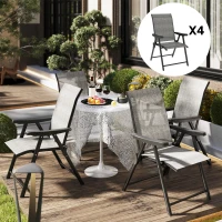 Outsunny Set of Four Folding Outdoor Chairs - Black/Grey(m-10)