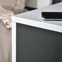 HOMCOM Modern Side Table Three Layer Bedside Table Nightstand with 2 Storage Shelves, for Living room, Bedroom, Grey(m-7)