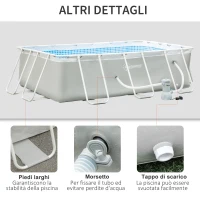 Outsunny Piscina Fuori Terra da Giardino Rettangolare con Pompa di Filtraggio, 340x215x80cm, Grigia(m-6)