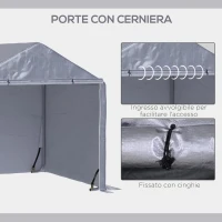 Outsunny Casetta da Giardino e Tenda Garage 2x2m per Auto e Bici, Acciaio e Copertura Anti-UV, Grigio(m-5)