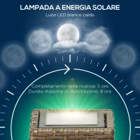 Outsunny Lampada Solare da Giardino con Pannello di Ricarica, in Acciaio e Rattan, 15.5x15.5x69 cm, Nero e Marrone(m-5)