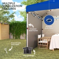 Outsunny 3 x 3 (M) Pop Up Gazebo, UPF 30+ with 2 Sidewalls, Leg Weight Bags and Wheeled Bag, Height Adjustable Party Tent Event Shelter for Garden, Patio, Blue(m-7)
