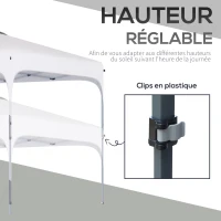 Outsunny Tonnelle de jardin 2,5 x 2,5 m barnum pliant Pop-up hauteur réglable sur 4 niveaux tissu Oxford anti UV50+ châssis acier sac de transport fourni blanc(m-6)