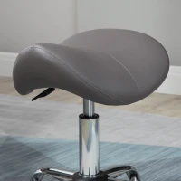 HOMCOM Cosmetic Stool 360° Rotate Height Adjustable Salon Massage Spa Chair Hydraulic Rolling Faux Leather Saddle Stool, Grey(m-9)