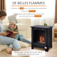HOMCOM Cheminée bioéthanol sur Pieds brûleur 0,9 L, 3h de durée de combustion Style néo-rétro poêle dim. 40L x 30l x 50H cm Couverture 20-25 m² Noir(m-4)
