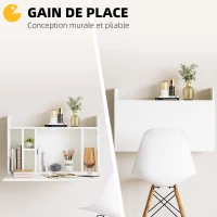 HOMCOM Bureau suspendu table murale table d'ordinateur murale et tablette rabattable avec rangements - 77 x 20 x 51 cm(m-4)