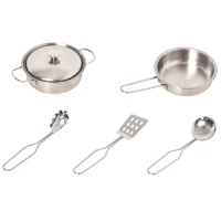 HOMCOM Cuisine desserte pour Enfant 2 en 1 Multi-équipement avec 5 Accessoires Acier INOX. MDF Aspect Bois Clair Gris(m-9)