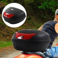 HOMCOM 48L Motorcycle Trunk Travel Luggage Storage Box Motorbike Accessory Large Storage Space For 2 Half Helmet - Black(m-10)