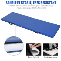 HOMCOM Tapis de gymnastique yoga pilates fitness pliable portable grand confort 180L x 60l x 5H cm revêtement synthétique bleu(m-7)