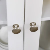 HOMCOM Aparador de Cocina Moderno Mueble Buffet Auxiliar con Cajón Estante Ajustable y 2 Puertas de Vidrio 80x40x90 cm Blanco(m-9)