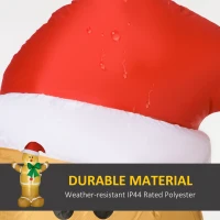 HOMCOM 6ft Christmas Inflatable Gingerbread Man & Santa Hat Safe Outdoor Decoration w/ Accessories(m-5)